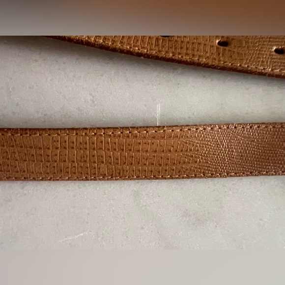 Prezzia Tan Leather Snake Print Women’s Belt Size M/L Silver tone Hardware - Picture 3 of 6